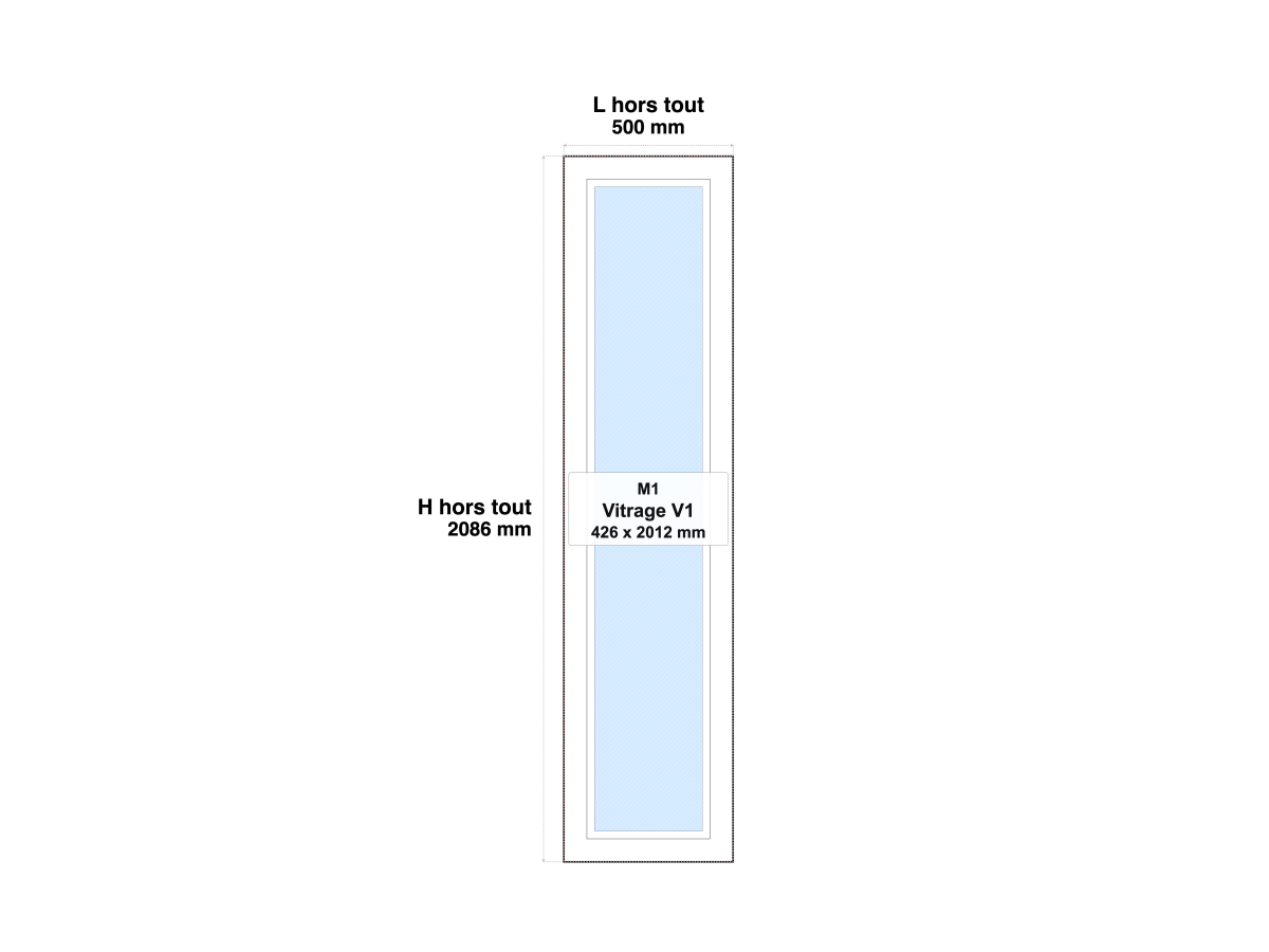 Châssis vitré Intérieur bois EW30 (Pare flamme 30 minutes) cadre Bois résineux de section 98 finition Pré-peinture blanche 36 dB A (LxH) 500 x 2086 mm