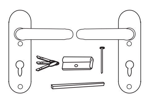 Béquille double avec cylindre métallique – porte 53 mm – M1C-53