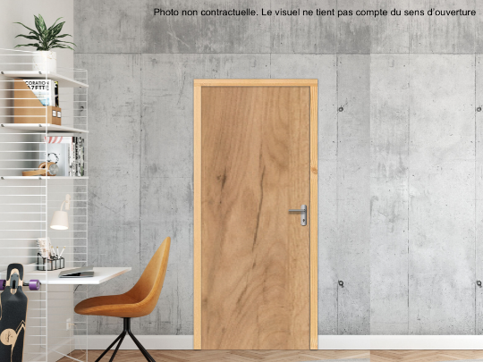 BLOC-PORTE BOIS 1 VANTAIL MAG 30 PAU EI30 POUR POSE EN TUNNEL SUR CLOISON RIGIDE - 630 X 2040 - STRATIFIÉE M3790 BOIS GOLD CRAFT OAK PW