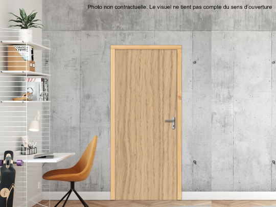 BLOC-PORTE BOIS 1 VANTAIL MAG 30 PAU EI30 POUR POSE EN TUNNEL SUR CLOISON RIGIDE - 830 X 2040 - STRATIFIÉE M3760 BOIS CHÊNE VICENZA ST12