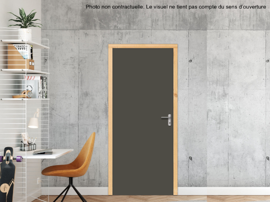BLOC-PORTE BOIS 1 VANTAIL MAG 30 PAU EI30 POUR POSE EN TUNNEL SUR CLOISON RIGIDE - 930 X 2040 - STRATIFIÉE M3540 UNIS BRUN TAUPE ST9