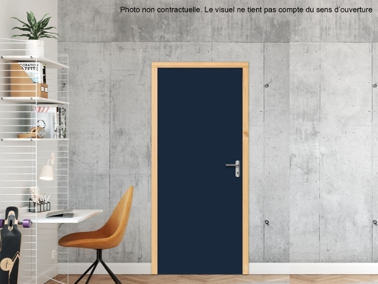 BLOC-PORTE BOIS 1 VANTAIL PREMABOIS RIVES HOMOGÈNES (NON FEU) POUR POSE EN TUNNEL SUR CLOISON RIGIDE - 630 X 2040 - STRATIFIÉE M3610 UNIS NIGHT SEA MATTE 58