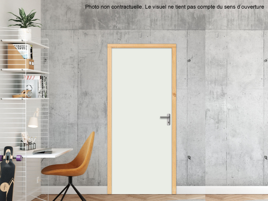 BLOC-PORTE BOIS 1 VANTAIL PREMABOIS RIVES HOMOGÈNES (NON FEU) POUR POSE EN TUNNEL SUR CLOISON RIGIDE - 730 X 2040 - STRATIFIÉE M3280 UNIS STRUCTURÉ BLANC MEGÈVE EPM
