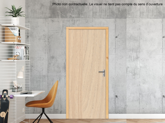 BLOC-PORTE BOIS 1 VANTAIL PREMABOIS RIVES HOMOGÈNES (NON FEU) POUR POSE EN TUNNEL SUR CLOISON RIGIDE - 830 X 2040 - STRATIFIÉE M2990 BOIS ACACIA DE LAKELAND CRÈME ST9