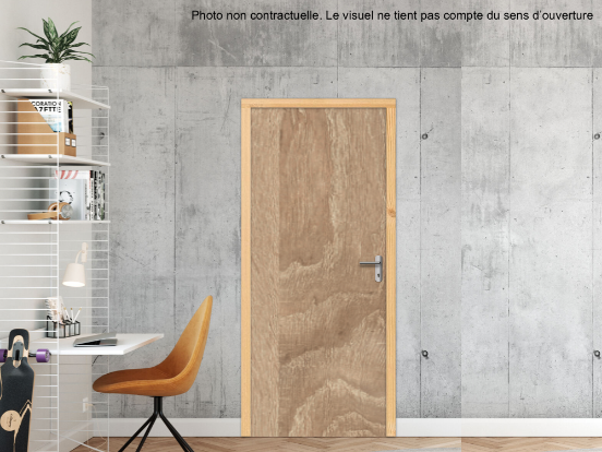 BLOC-PORTE BOIS 1 VANTAIL PREMABOIS RIVES HOMOGÈNES (NON FEU) POUR POSE EN TUNNEL SUR CLOISON RIGIDE - 830 X 2040 - STRATIFIÉE M3400 BOIS CHÊNE BARDOLINO NATUREL ST10