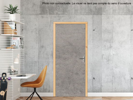 BLOC-PORTE BOIS 1 VANTAIL PREMABOIS RIVES HOMOGÈNES (NON FEU) POUR POSE EN TUNNEL SUR CLOISON RIGIDE - 830 X 2040 - STRATIFIÉE M3710 MATIÈRE BÉTON CHICAGO GRIS CLAIR ST9