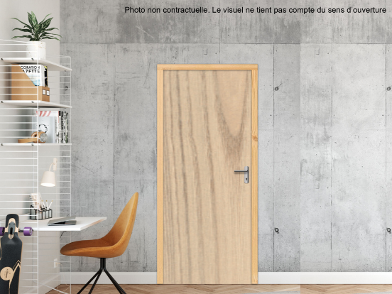 BLOC-PORTE BOIS 1 VANTAIL PREMABOIS RIVES HOMOGÈNES (NON FEU) POUR POSE EN TUNNEL SUR CLOISON RIGIDE - 830 X 2040 - STRATIFIÉE M3740 BOIS CHÂTAIGNER DU KENTUCKY SABLE ST10