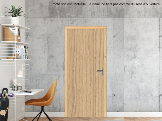 BLOC-PORTE BOIS 1 VANTAIL PREMABOIS RIVES HOMOGÈNES (NON FEU) POUR POSE EN TUNNEL SUR CLOISON RIGIDE - 830 X 2040 - STRATIFIÉE M3760 BOIS CHÊNE VICENZA ST12