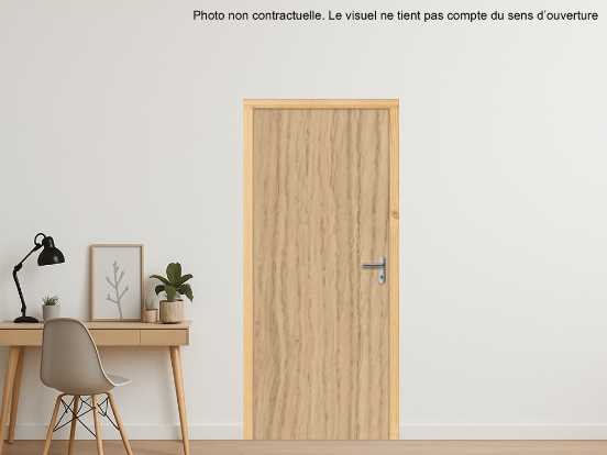 BLOC-PORTE BOIS 1 VANTAIL PREMABOIS RIVES HOMOGÈNES (NON FEU) POUR POSE SUR CLOISON PLAQUES DE PLÂTRE - 630 X 2040 - STRATIFIÉE M3760 BOIS CHÊNE VICENZA ST12