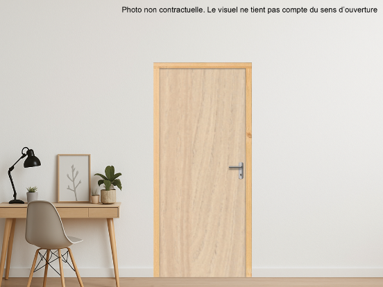 BLOC-PORTE BOIS 1 VANTAIL PREMABOIS RIVES HOMOGÈNES (NON FEU) POUR POSE SUR CLOISON PLAQUES DE PLÂTRE - 730 X 2040 - STRATIFIÉE M2990 BOIS ACACIA DE LAKELAND CRÈME ST9