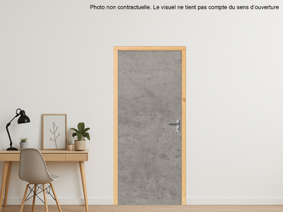 BLOC-PORTE BOIS 1 VANTAIL PREMABOIS RIVES HOMOGÈNES (NON FEU) POUR POSE SUR CLOISON PLAQUES DE PLÂTRE - 730 X 2040 - STRATIFIÉE M3710 MATIÈRE BÉTON CHICAGO GRIS CLAIR ST9