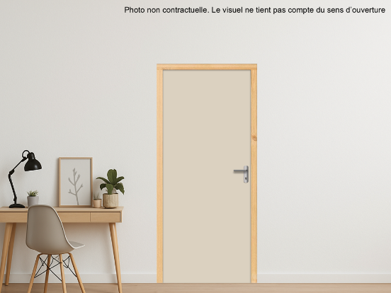 BLOC-PORTE BOIS 1 VANTAIL PREMABOIS RIVES HOMOGÈNES (NON FEU) POUR POSE SUR CLOISON PLAQUES DE PLÂTRE - 830 X 2040 - STRATIFIÉE M3530 UNIS GRIS ANGORA ST9
