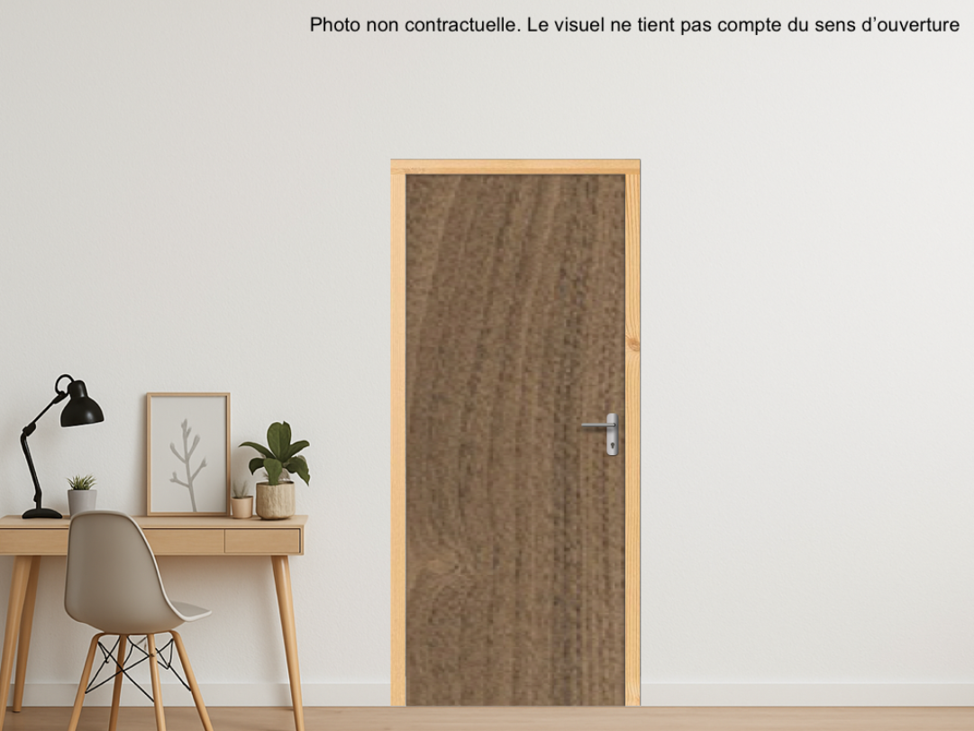 BLOC-PORTE BOIS 1 VANTAIL PREMAFONE 30 EI30 POUR POSE SUR CLOISON PLAQUES DE PLÂTRE - 1230 X 2040 - STRATIFIÉE M3800 BOIS NOYER CARINI NATUREL ST12