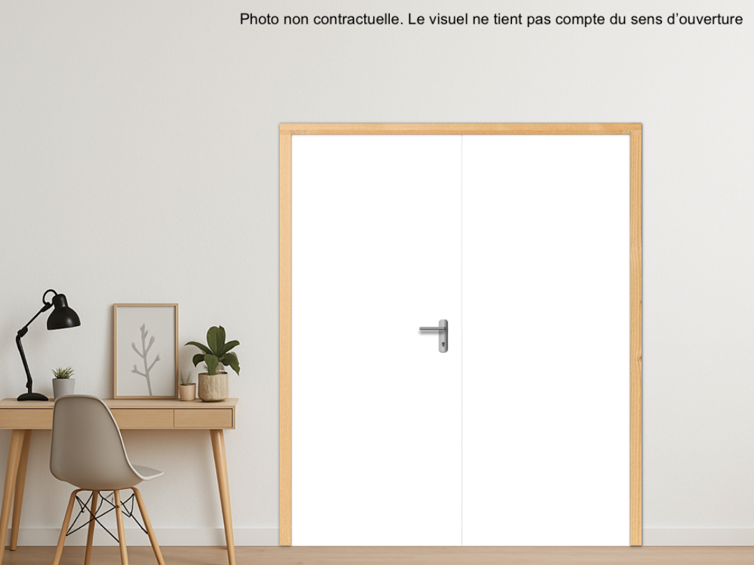 BLOC-PORTE BOIS 2 VANTAUX ÉGAUX MAG 30 PAU EI30 POUR POSE SUR CLOISON PLAQUES DE PLÂTRE - 1260 (630 +630) X 2040 - FINITION STRATIFIÉE GAMME FABRICANT OU GAMME PORTE POLYREY À DÉFINIR