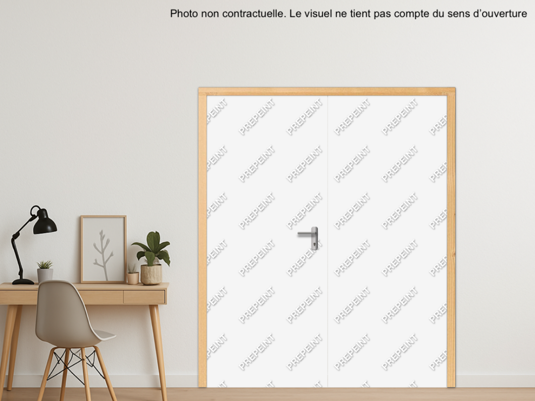 BLOC-PORTE BOIS 2 VANTAUX ÉGAUX PREMAFEU EI30 POUR POSE SUR CLOISON PLAQUES DE PLÂTRE - 1660 (830 +830) X 2040 - FINITION PORTE : PREPEINT