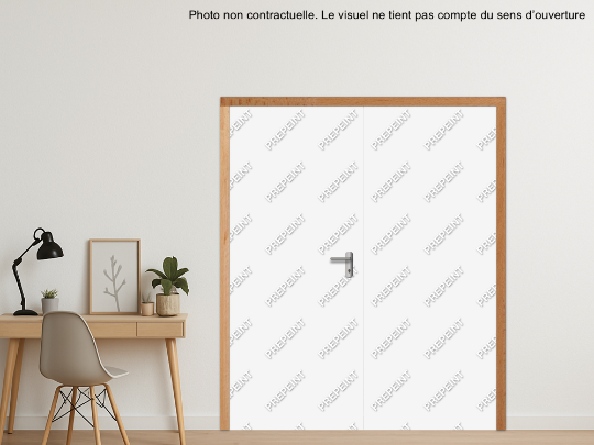 BLOC-PORTE BOIS 2 VANTAUX ÉGAUX PREMAFONE 41 EI30 POUR POSE SUR CLOISON PLAQUES DE PLÂTRE - 1860 (930 +930) X 2040 - FINITION PORTE : PREPEINT