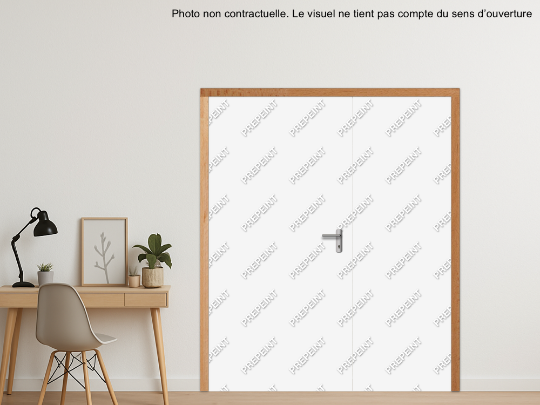 BLOC-PORTE BOIS 2 VANTAUX INÉGAUX PREMAFONE 41 EI30 POUR POSE SUR CLOISON PLAQUES DE PLÂTRE - 2360 (1230 +1130) X 2040 - FINITION PORTE : PREPEINT