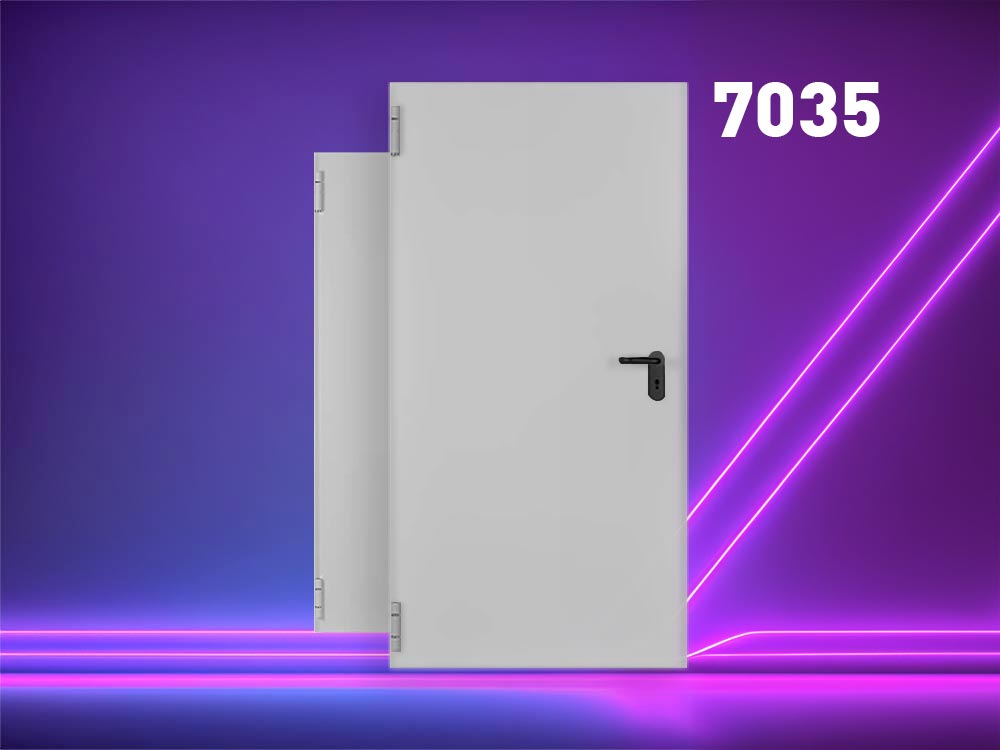 Porte métallique coupe-feu EI120 1 vantail RAL 7035 pour locaux techniques