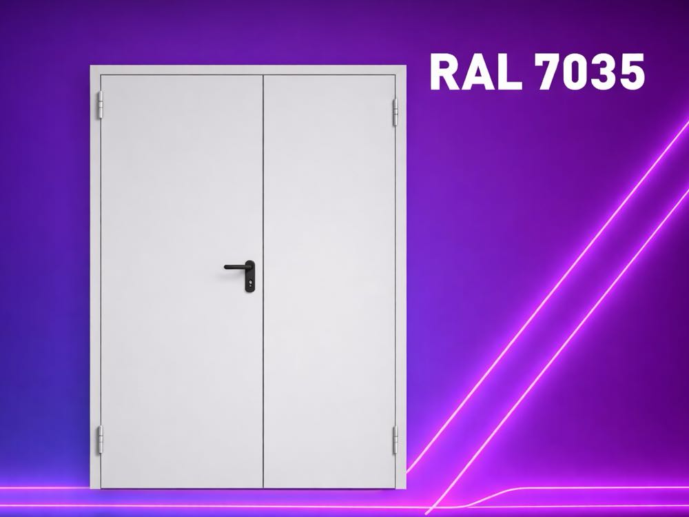 Porte métallique coupe-feu EI120 2 vantaux RAL 7035